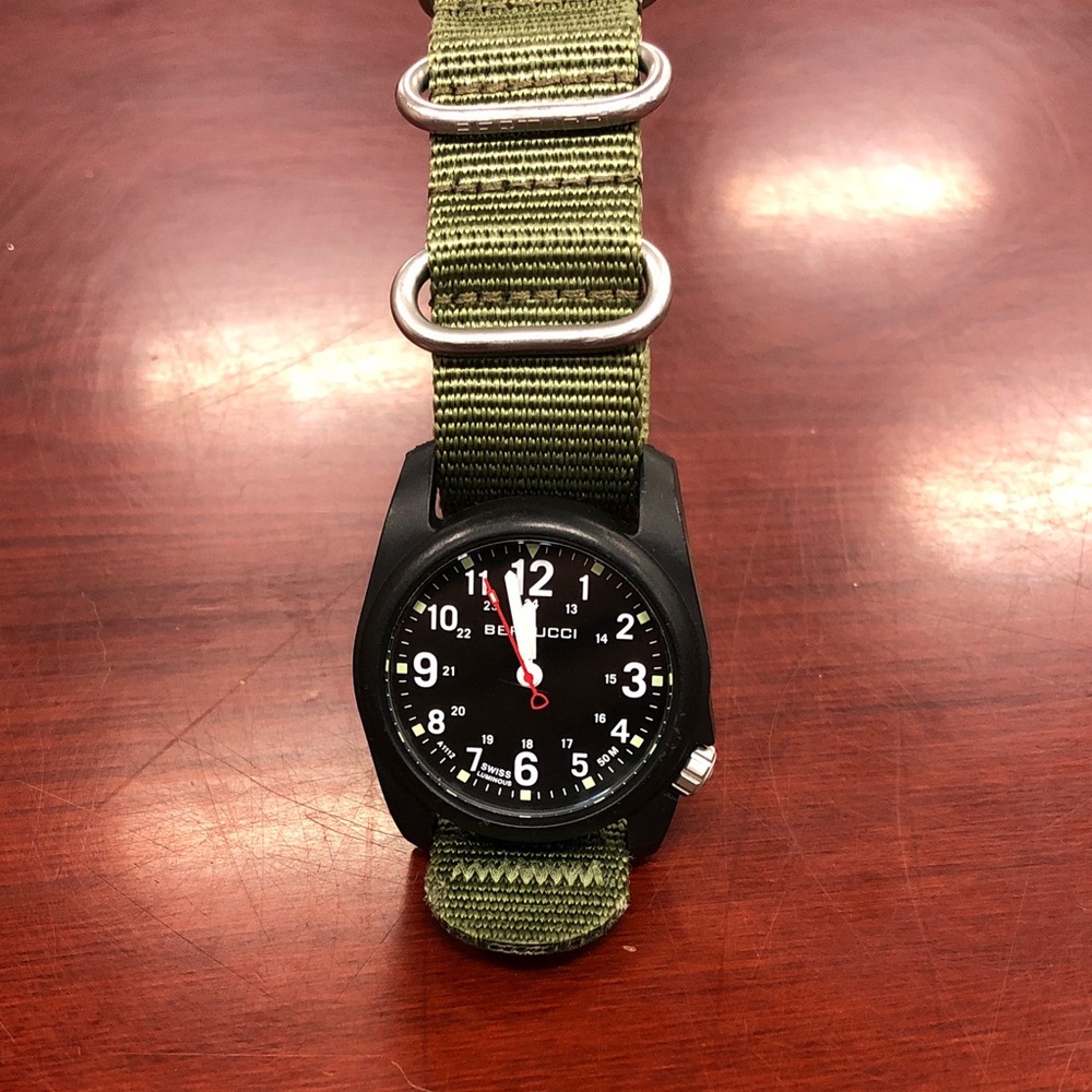 Bertucci A-2R Black Watch with Green Military-like Strap